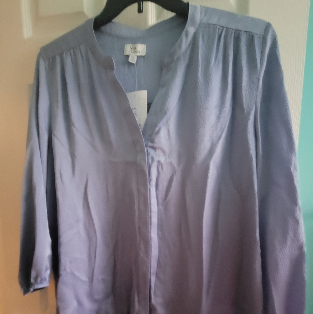 Kim Rogers Sky Blue Woven Blouse - Picture 3 of 11